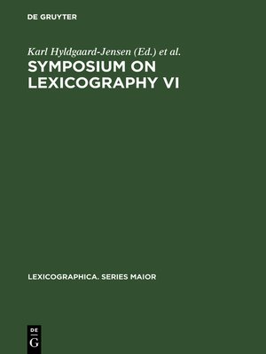 cover image of Symposium on Lexicography VI